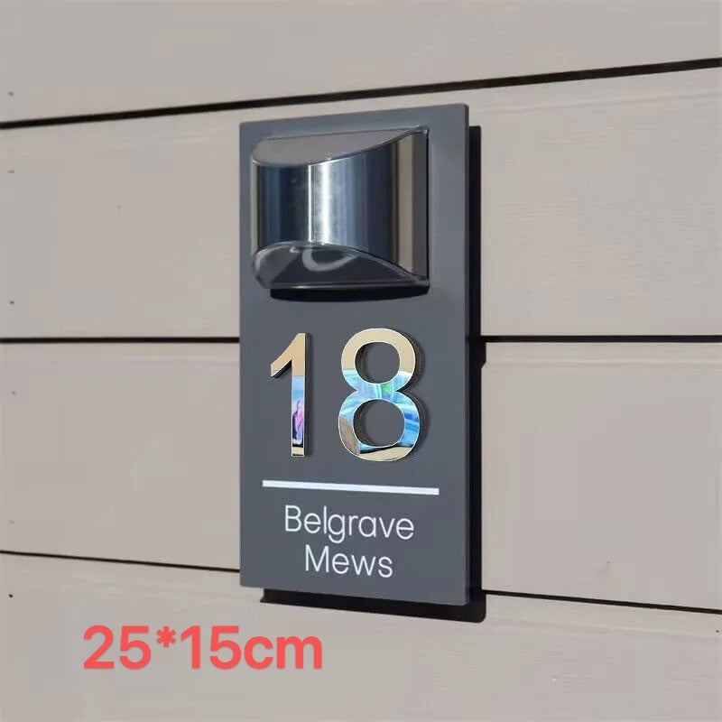 Custom Solar LED Door Sign | Modern House Plaque