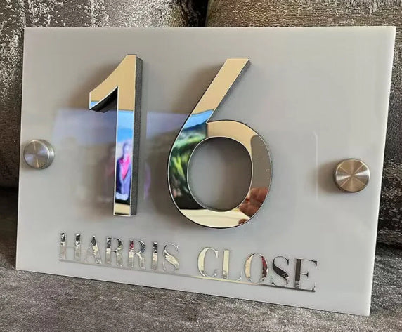 Custom Solar LED Door Sign | Modern House Plaque